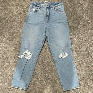 Abercrombie & Fitch distressed curve love high rise mom jeans